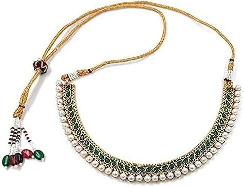 Aheli Ethnic Faux Kundan Pearl Fancy Bridal Choker Necklace Indian Traditional Bollywood Jewelry Set with Earrings Gift for Women in Saudi Arabia
