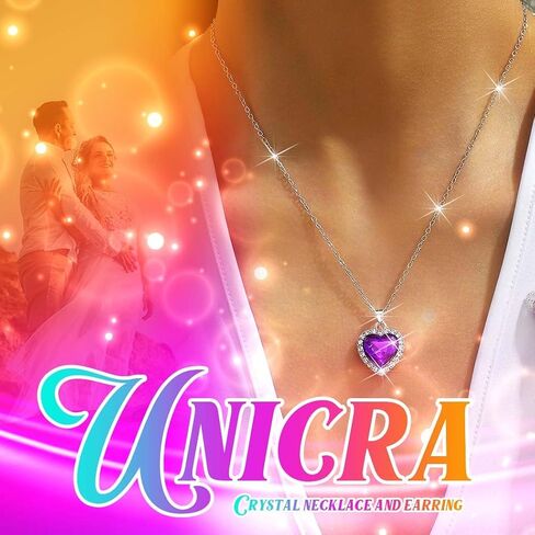 UniCra Heart Silver Jewelry مجموعة رينستون قلادة الأقراط مجموعات سوار الحفلات الراقصة مجموعات مجوهرات الزفاف الزفاف الرسمية للنساء والعرائس in Kuwait
