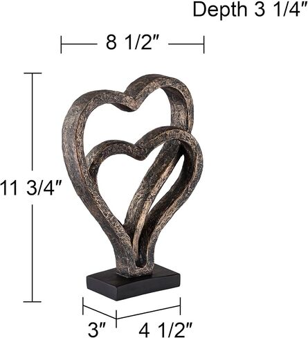 Kensington Hill Interlocking Hearts 11 3/4" High Bronze Finish Sculpture in Kuwait