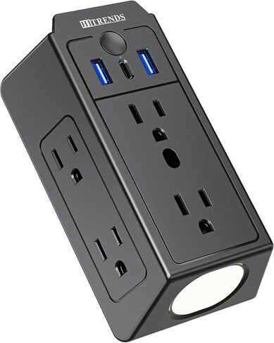 HITRENDS Power Strip with Two Switches, 6 FT Flat Plug Extension Cord, 12 Outlets, 2 USB-A & 2 USB-C, Suitable for Office, Home, and Conference Rooms, 3500 J Surge Protector in Kuwait