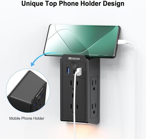 HITRENDS Power Strip with Two Switches, 6 FT Flat Plug Extension Cord, 12 Outlets, 2 USB-A & 2 USB-C, Suitable for Office, Home, and Conference Rooms, 3500 J Surge Protector in Kuwait