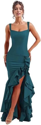 Ruffle Satin Prom Dress for Women 2025 Corset Long Formal Cocktail Party Gown in Saudi Arabia
