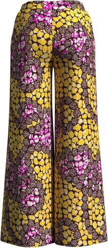 iooiooi Women's Fashion Casual Plus Size African Print Cotton Wide Leg Pants with Pockets in Saudi Arabia