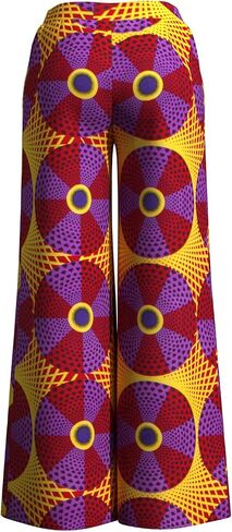 iooiooi Women's Fashion Casual Plus Size African Print Cotton Wide Leg Pants with Pockets in Kuwait