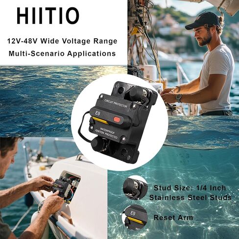 30A Circuit Breaker for Boat Trolling Motor Marine ATV Vehicles Stereo Audio Battery Solar System, Waterproof Manual Reset Switch, DC 12V-48V (30 Amp) in Kuwait