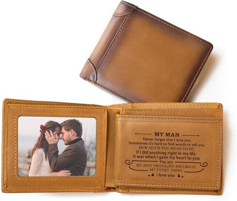 محفظة من الرجال المصنوعة يدويًا من الرجال المصنوعة يدويًا مع نص ملهم ، و RFID متعدد الوظائف ، عيد ميلاد عيد الميلاد عيد ميلاد هدايا رومانسية للزوج وصديقها in Kuwait
