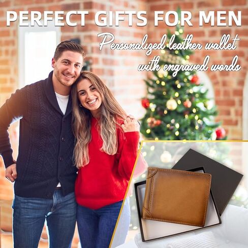 محفظة من الرجال المصنوعة يدويًا من الرجال المصنوعة يدويًا مع نص ملهم ، و RFID متعدد الوظائف ، عيد ميلاد عيد الميلاد عيد ميلاد هدايا رومانسية للزوج وصديقها in Kuwait