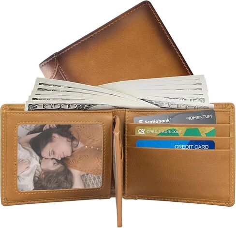 محفظة من الرجال المصنوعة يدويًا من الرجال المصنوعة يدويًا مع نص ملهم ، و RFID متعدد الوظائف ، عيد ميلاد عيد الميلاد عيد ميلاد هدايا رومانسية للزوج وصديقها in Kuwait