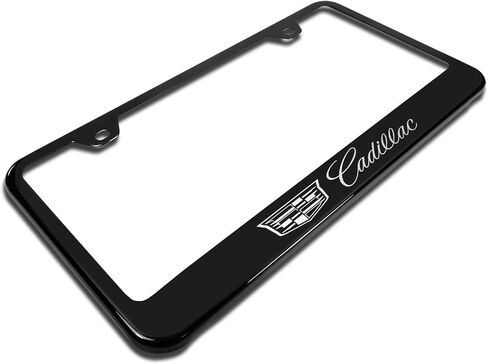 Au-TOMOTIVE GOLD Laser Etched License Plate Frame for Cadillac Cadillac (Black) in Saudi Arabia