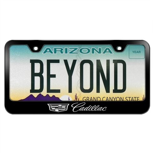 Au-TOMOTIVE GOLD Laser Etched License Plate Frame for Cadillac Cadillac (Black) in Saudi Arabia
