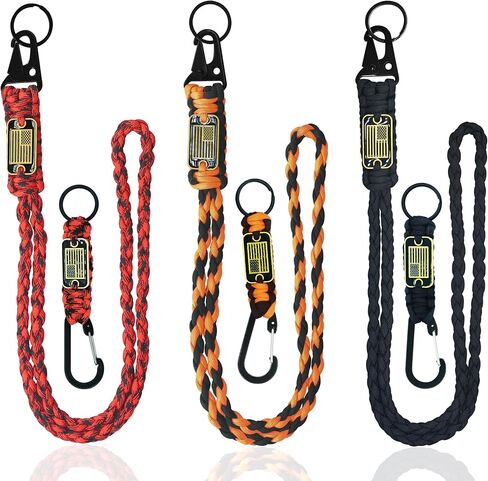 2/4/6Pcs Heavy Duty Paracord Lanyard with USA Flag,Key Lanyard for Keys for Men,Parachute Rope Necklace Keychains in Saudi Arabia