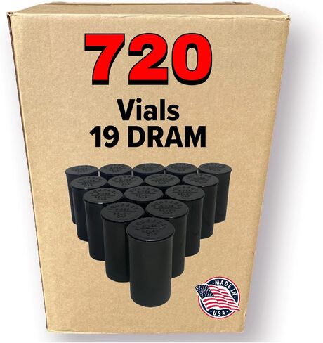 720 Pack Black DRAM 19 Pop Top - Airtight Vials - Plastic Medical Grade Prescription, Bulk Pack in Saudi Arabia