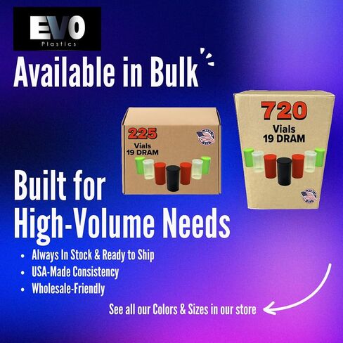 720 Pack Black Dram 19 Pop Top - Air UpiTIGHT VIALS - وصفة طبية من البلاستيك الطبية ، حزمة كبيرة in Kuwait