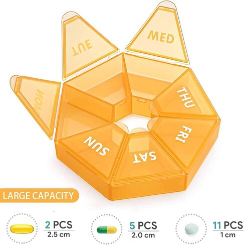 Weekly Pill Organizer Large 7 Day Pill Box Organizer Daily Medicine Case for Vitamin Fish Oil Pills Supplements Arthritis Friendly in Saudi Arabia
