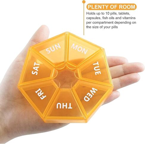 Weekly Pill Organizer Large 7 Day Pill Box Organizer Daily Medicine Case for Vitamin Fish Oil Pills Supplements Arthritis Friendly in Saudi Arabia