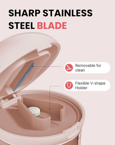 قطع حبوب منع الحمل 4 في 1 مع الكسارة والتخزين والكؤوس-قطع دقيق للحبوب 0.85 بوصة ، شفرة من الفولاذ المقاوم للصدأ ، تصميم مريح (وردي) in Kuwait