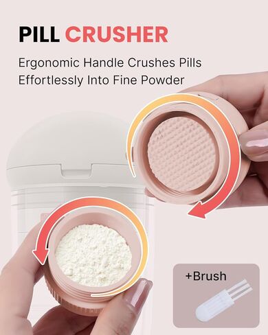 قطع حبوب منع الحمل 4 في 1 مع الكسارة والتخزين والكؤوس-قطع دقيق للحبوب 0.85 بوصة ، شفرة من الفولاذ المقاوم للصدأ ، تصميم مريح (وردي) in Kuwait