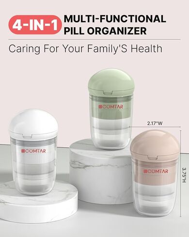 قطع حبوب منع الحمل 4 في 1 مع الكسارة والتخزين والكؤوس-قطع دقيق للحبوب 0.85 بوصة ، شفرة من الفولاذ المقاوم للصدأ ، تصميم مريح (وردي) in Kuwait