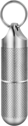 Titanium Keychain Pill Holder Waterproof Lightweight Portable Pocket Mini Pill Case for Emergency Medicine Travel Fits Daily Purse Wallet Small Pill Box Containers (Medium（2 Separate Compartments）) in Saudi Arabia