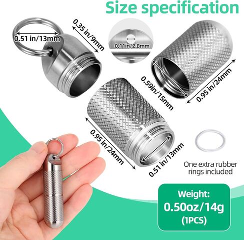 Titanium Keychain Pill Holder Waterproof Lightweight Portable Pocket Mini Pill Case for Emergency Medicine Travel Fits Daily Purse Wallet Small Pill Box Containers (Medium（2 Separate Compartments）) in Saudi Arabia