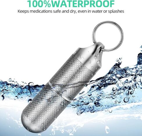Titanium Keychain Pill Holder Waterproof Lightweight Portable Pocket Mini Pill Case for Emergency Medicine Travel Fits Daily Purse Wallet Small Pill Box Containers (Medium（2 Separate Compartments）) in Saudi Arabia