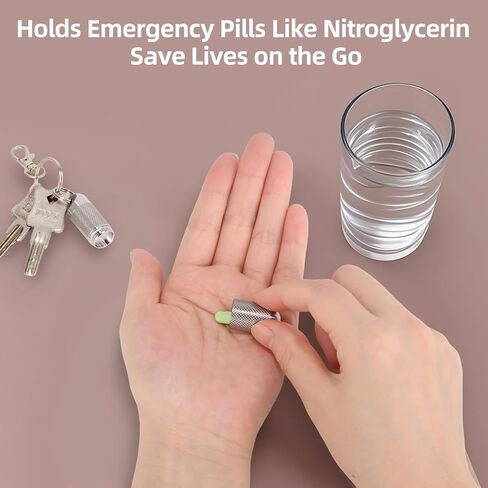 Titanium Keychain Pill Holder Waterproof Lightweight Portable Pocket Mini Pill Case for Emergency Medicine Travel Fits Daily Purse Wallet Small Pill Box Containers (Medium（2 Separate Compartments）) in Saudi Arabia