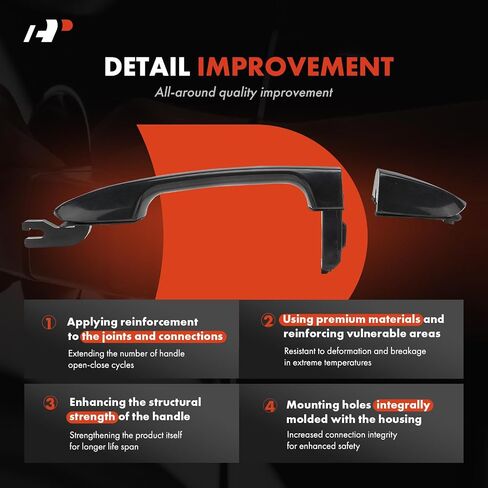 A-Premium Rear Left Driver Side Exterior Door Handle Compatible with Kia Spectra 2004-2009, Spectra5 2005-2009, Primed Black in Saudi Arabia