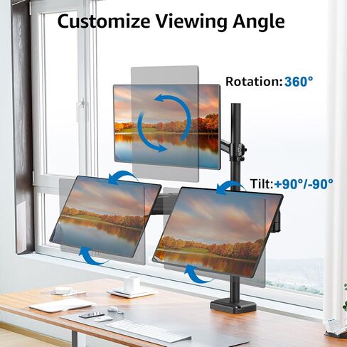 Triple Monitor Stand, Monitor Desk Mount for Three Screens up to 32 Inch, Stacked Monitor Arm for 3 Monitors Max 17.6lbs per Arm, Height Adjustable, Tilt, Swivel VESA Mount 75/100x100mm in Kuwait
