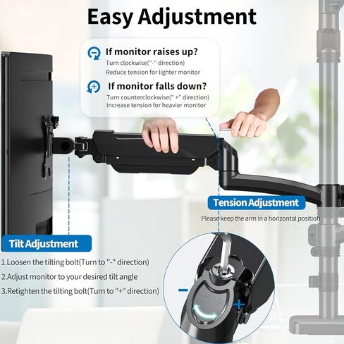 Triple Monitor Stand, Monitor Desk Mount for Three Screens up to 32 Inch, Stacked Monitor Arm for 3 Monitors Max 17.6lbs per Arm, Height Adjustable, Tilt, Swivel VESA Mount 75/100x100mm in Kuwait