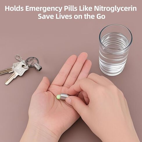 Titanium Keychain Pill Holder Waterproof Lightweight Portable Pocket Mini Pill Case for Emergency Medicine Travel Fits Daily Purse Wallet Small Pill Box Containers (Medium（2 Separate Compartments）) in Saudi Arabia