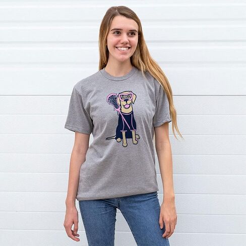 Girls Lacrosse Lily The Lacrosse Dog Short Sleeve T-Shirt | Girls Lacrosse Tee | Youth and Adult Sizes in Saudi Arabia
