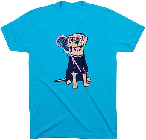 Girls Lacrosse Lily The Lacrosse Dog Short Sleeve T-Shirt | Girls Lacrosse Tee | Youth and Adult Sizes in Saudi Arabia