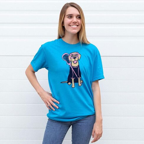 Girls Lacrosse Lily The Lacrosse Dog Short Sleeve T-Shirt | Girls Lacrosse Tee | Youth and Adult Sizes in Saudi Arabia