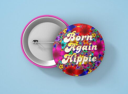 ولد مرة أخرى Hippie مخدر زهرة الزهرة الزر 60s النمط الزر pinback لحقائب الظهر ، والسترات ، والقبعات ، 1.5 بوصة in Kuwait