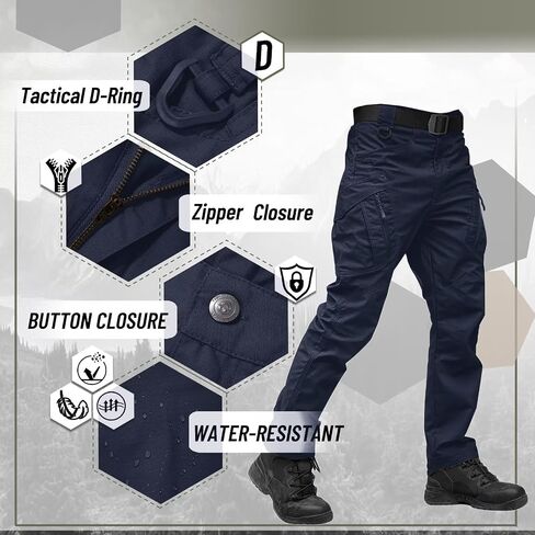 TACVASEN Men's Tactical Pants 9 Pockets Cargo Hiking Pants Lightweight Work Pants for Men Construction Water Resistant in Saudi Arabia