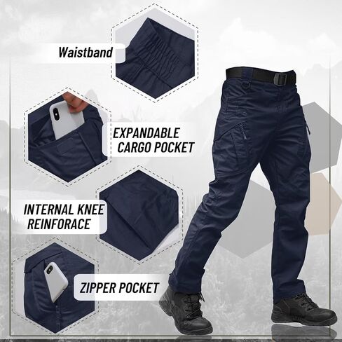 TACVASEN Men's Tactical Pants 9 Pockets Cargo Hiking Pants Lightweight Work Pants for Men Construction Water Resistant in Saudi Arabia