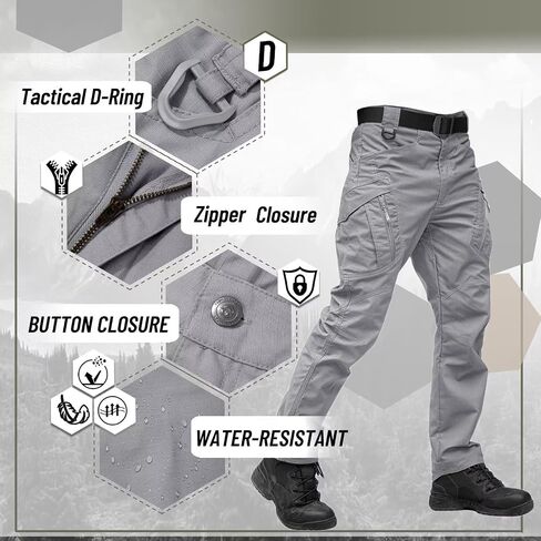 TACVASEN Men's Tactical Pants 9 Pockets Cargo Hiking Pants Lightweight Work Pants for Men Construction Water Resistant in Saudi Arabia
