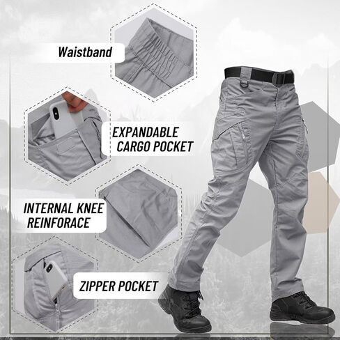 TACVASEN Men's Tactical Pants 9 Pockets Cargo Hiking Pants Lightweight Work Pants for Men Construction Water Resistant in Saudi Arabia