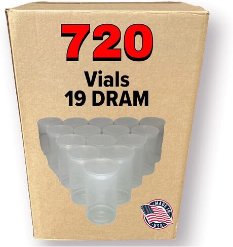 720 Pack Black Dram 19 Pop Top - Air UpiTIGHT VIALS - وصفة طبية من البلاستيك الطبية ، حزمة كبيرة in Kuwait