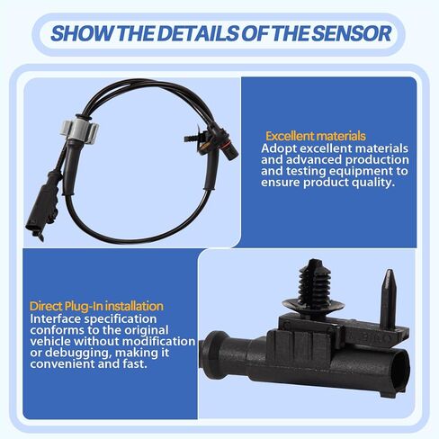 2 PCS مستشعر سرعة العجلة اليسرى/اليمين من أجل شيفروليه 2007-2012 Avalanche Suburban 1500 Tahoe ، GMC 2007-2012 Yukon Yukon XL 1500 ، Cadillac 2007-2012 Escalade ESV Ext # 15229012 in Kuwait