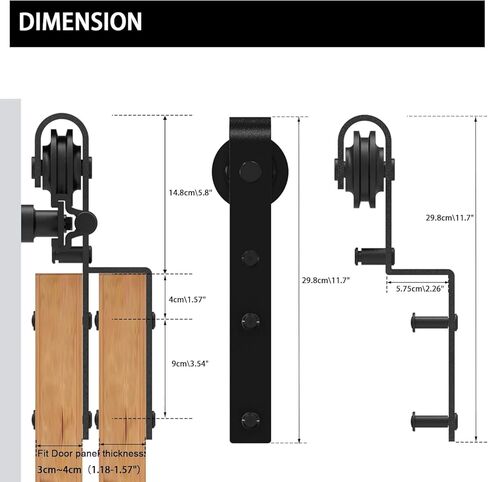 4-20FT Bypass Sliding Barn Door Hardware Kit Single Track System Carbon Steel Basic Roller Hanger Easy to Install Fit Bypass Double 45" Wide Doors Panels (8ft Single Track Bypass) in Kuwait