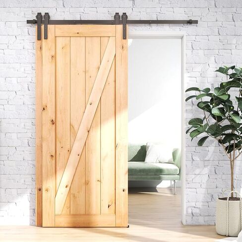 4-20FT Bypass Sliding Barn Door Hardware Kit Single Track System Carbon Steel Basic Roller Hanger Easy to Install Fit Bypass Double 45" Wide Doors Panels (8ft Single Track Bypass) in Kuwait