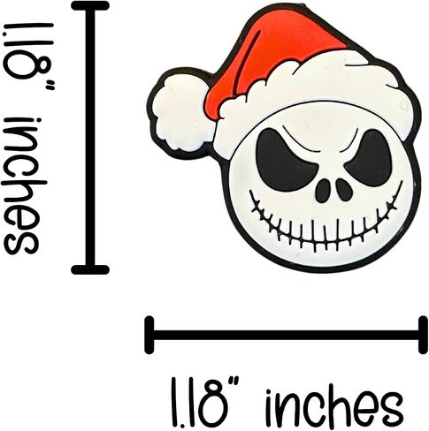 Lashicorn Santa Hat Skeleton Jack Halloween Christmas Skelling Silicone Focal Bead | 12pk for Freshie Hangers Nightmare Character Movie in Saudi Arabia