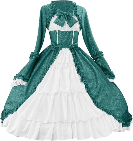 Lmdudan Plus Size Victorian Dress for Women Gothic Dresses Flare Sleeve Layered Cosplay Costume Princess Skirt Lolita Dress in Saudi Arabia