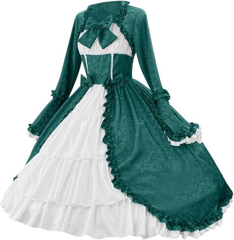 Lmdudan Plus Size Victorian Dress for Women Gothic Dresses Flare Sleeve Layered Cosplay Costume Princess Skirt Lolita Dress in Saudi Arabia