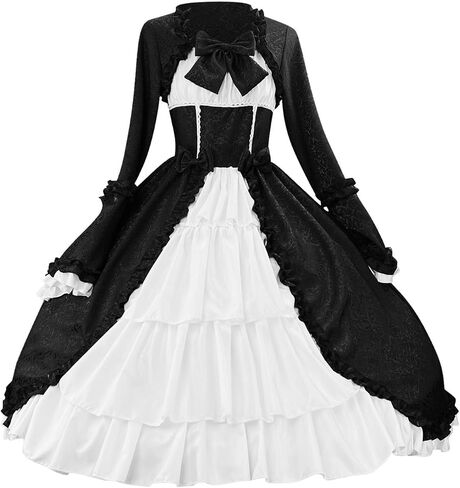 Lmdudan Plus Size Victorian Dress for Women Gothic Dresses Flare Sleeve Layered Cosplay Costume Princess Skirt Lolita Dress in Saudi Arabia