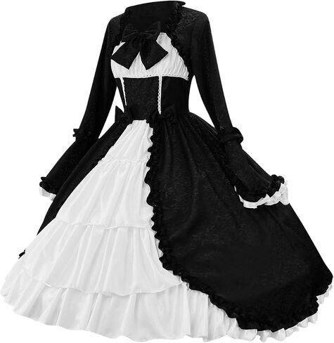 Lmdudan Plus Size Victorian Dress for Women Gothic Dresses Flare Sleeve Layered Cosplay Costume Princess Skirt Lolita Dress in Saudi Arabia