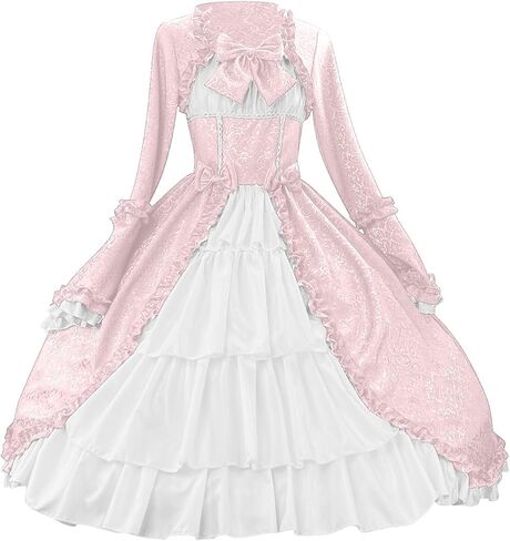 Lmdudan Plus Size Victorian Dress for Women Gothic Dresses Flare Sleeve Layered Cosplay Costume Princess Skirt Lolita Dress in Saudi Arabia