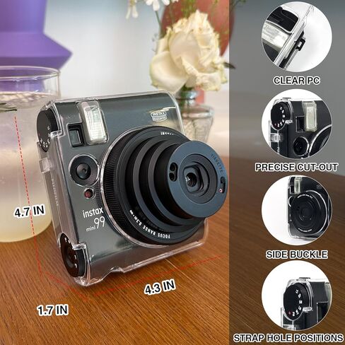 غطاء عدسة لكاميرا Fujifilm Instax Mini 99 الفورية، ملحقات صغيرة لغطاء عدسة Fuji Instax Mini 99، ألبوم صور صغير، ملصقات حدود للصور (بدون كاميرا) - أسود in Kuwait