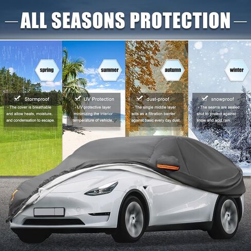 X AutoHaux Cover لـ Tesla Model Y 2020-2023 210T Polyester Outdoor Cover Cover Cover Cover Cover All Weather Waterproom with Driver Dired Zipper Plate Veath Black in Saudi Arabia